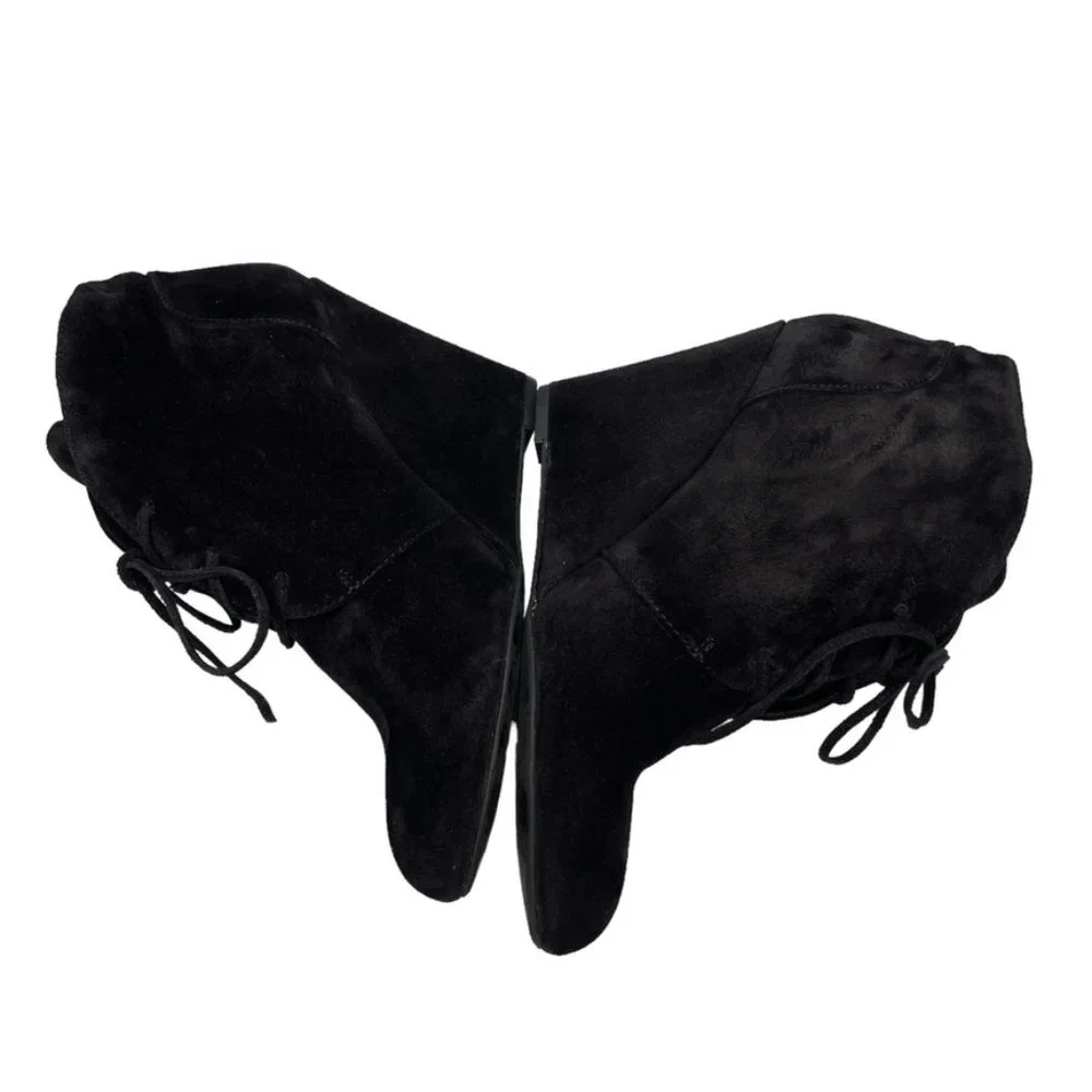 Via Spiga Womens Fedora Black Suede Leather Hidden‎ Wedge Ankle Bootie US Size 8